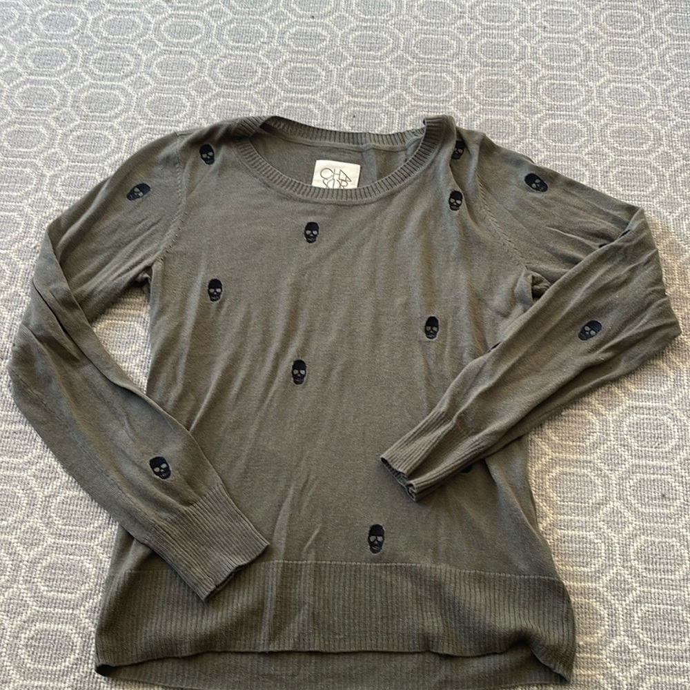 Chaser Brand Crew Neck Pullover with Skulls - XS